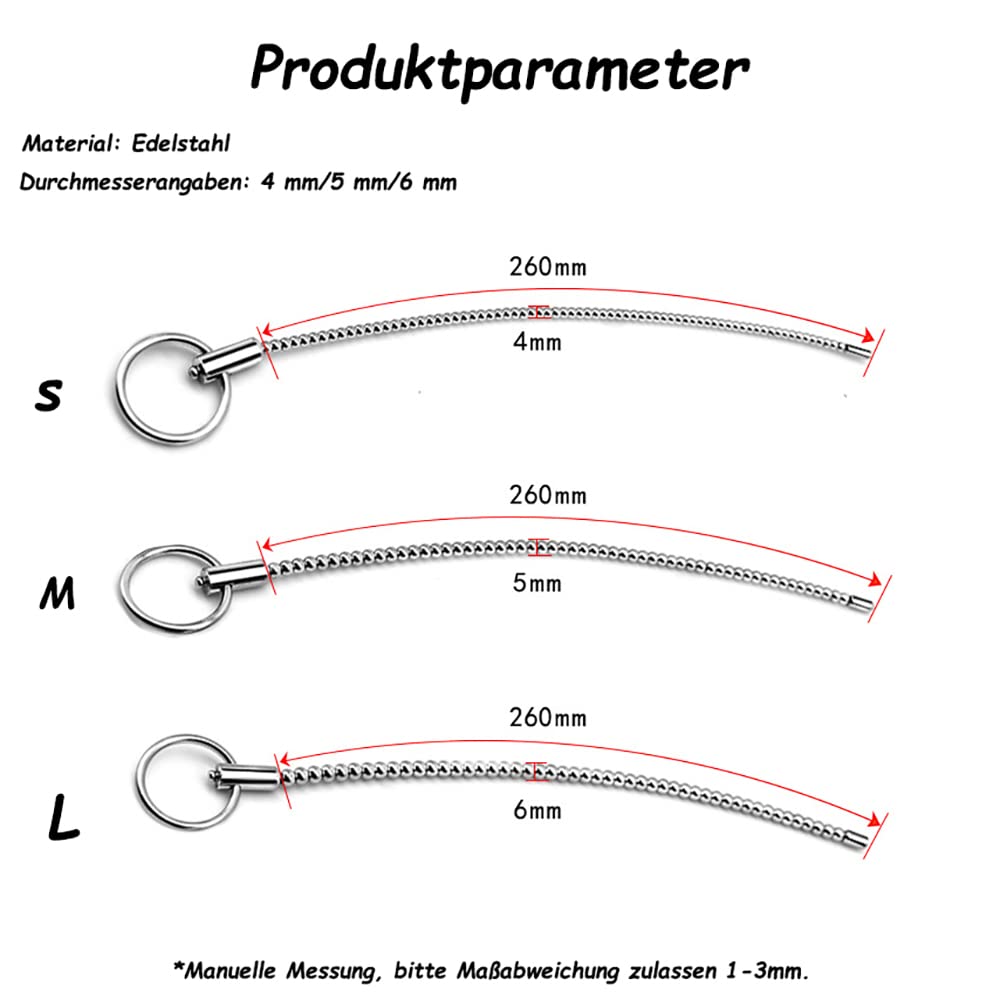 Kuaecr Edelstahl Urethral Katheter Dilatatoren Penis Plugs Masturbation Sounding Harnröhrenperle Penis Stick mit Ring Harnröhren Plug Mann Harnröhrensonden Sexspielzeug für Männer (S+M+L)