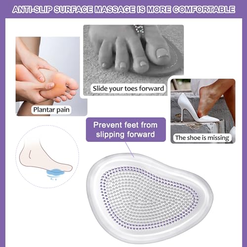 Image of Metatarsal Pads Women, Forefoot Gel Pads Shoe Inserts, Foot Cushion Pads Reusable All Day Pain Relief, Ball of Foot Cushions, Anti Sliding Shoe Pad, Reduce Blisters, High Heel Inserts (3-Pairs)
