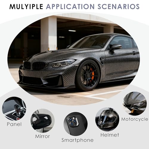 Image of 5ft x 4.9ft Car Vinyl Wrap, 3D Carbon Fiber Black Car Wrap Vinyl Roll for Cars Body Protection, Scratch Resistance with Air Release Technology (Carbon Fiber Black)