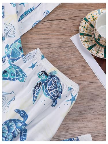 Image of Verdusa Women's 2 Piece Pajama Sets Cute Printed Fall Pajamas Sleepwear Button Up Shirt with Pants Lounge Pjs