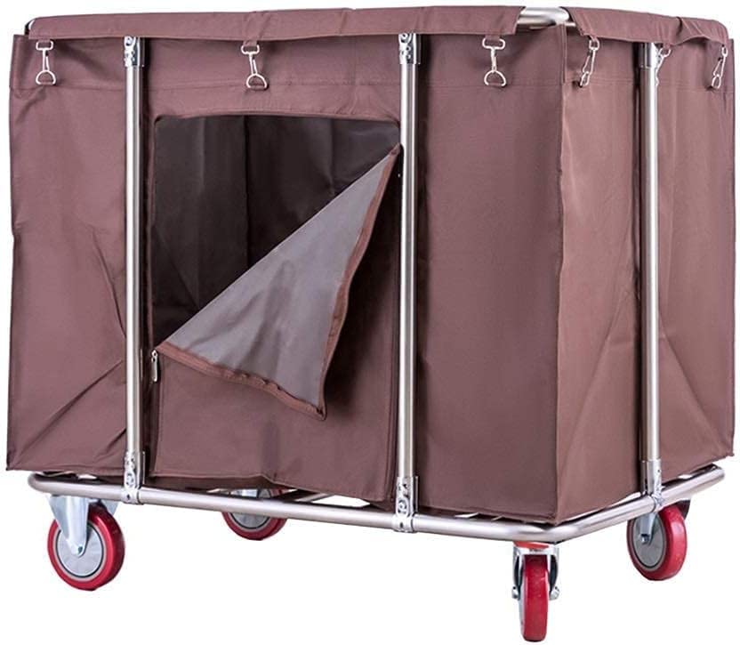 DFEDHF Large Movable Trolleys, Kitchen Storage Hand Trucks, Laundry Sorter Storage Cart,Laundry Basket,Service Trolley with Wheels,Stainless Steel Frame/Brow