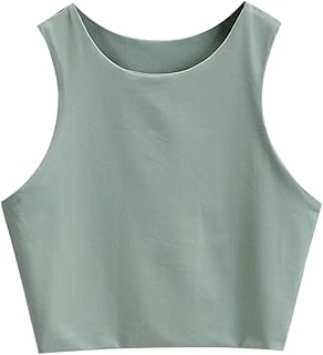 Ropa interior Pantalones cortos para niña, sin mangas, camiseta corta de tirantes de doble capa con cuello en U