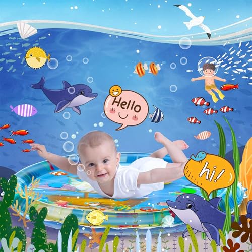 Image of Tummy time Ocean Theme Baby Water Play Mat, Leak-Proof and Sensory Development Toy,Play Gym for 6-12 Months Newborn Baby(Pack of 1)