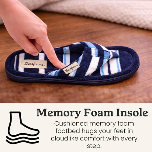 Image of Dearfoams Women's Melanie Colorblocked Microfiber Terry Thong Slipper