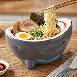 40 oz Large Shark Ramen Bowl Dish for Home Decor, Decorative Key Bowls for Entryway Table Cute Ceramic Snack Soup Candy Serving Bowls, Handmade Fruit Bowl for Kitchen Counter, Unique Funny Shark Gifts