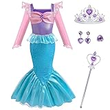 Luzlen Little Girls Mermaid Princess Costume Party Dress for Toddler Kids Baby Halloween Dress Up, 4-5 Years(Tag 120)