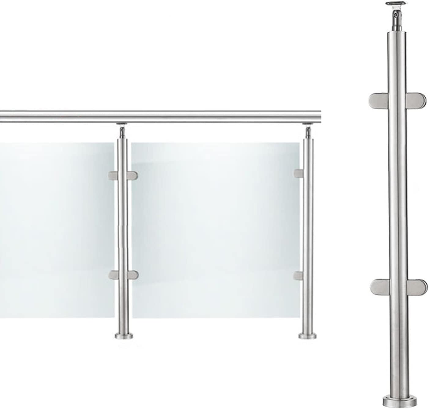 Columna de barandilla de vidrio de acero circular poste medio de acero inoxidable de 85cm