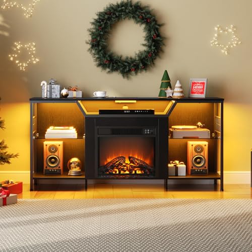 HOOBRO Fireplace TV Stand with LED Lights for TVs up