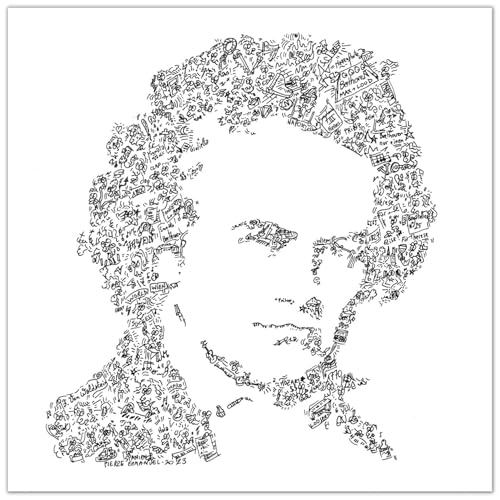 Drawinside Ludwig Van Beethoven - una biografia all'interno del ritratto - illustrazione del poster del compositore sordo di musica classica (20x20cm)