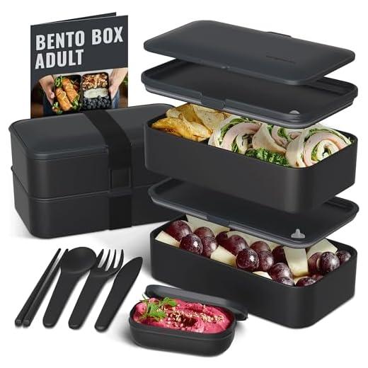 Bentoheaven Premium Bento Box Adult Lunch Box with 2 Compartments (40oz), Cutlery & Set of Chopsticks, Large Dip Container, Cute Black Japanese Bento Box, Rectangle, Microwavable (Outer Space)