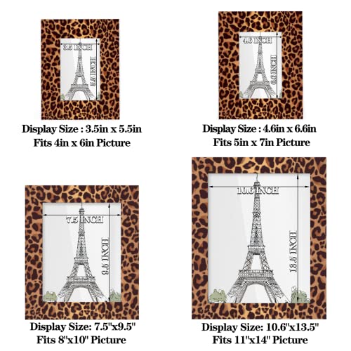 Animal Leopard 8X10In Picture Frames Cheetah Skin Print Wooden Standing Photo Frame Desk Tabletop Picture Frame For Family Office Hotel Baby Grandma Photos Wedding Farmhouses Modern Decor #TOP2