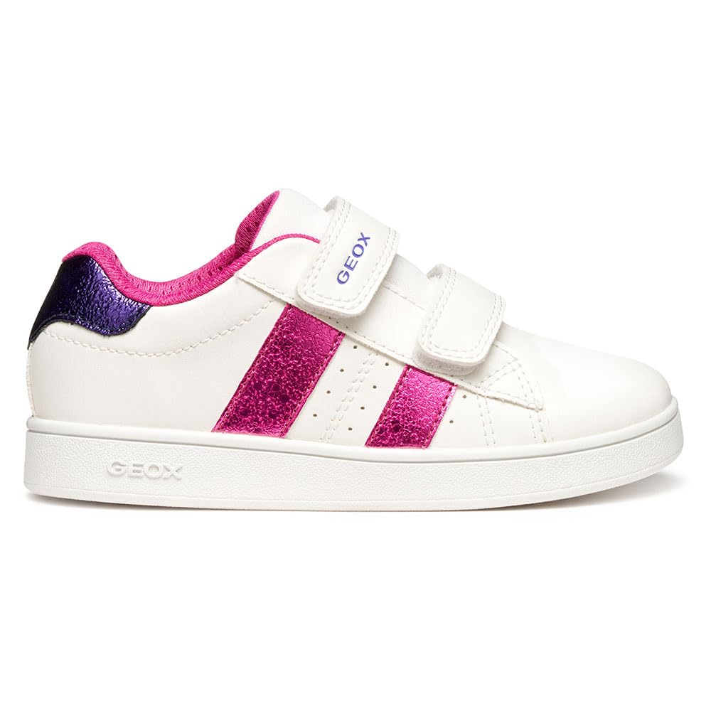 Geox J ECLYPER Girl Sneaker, White/DK Fuchsia, 1.5 UK