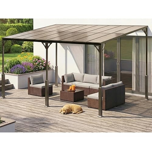 Ahomly 14' x 10' Wall-Mounted Lean-to Gazebo — Weather-Resistant Hard