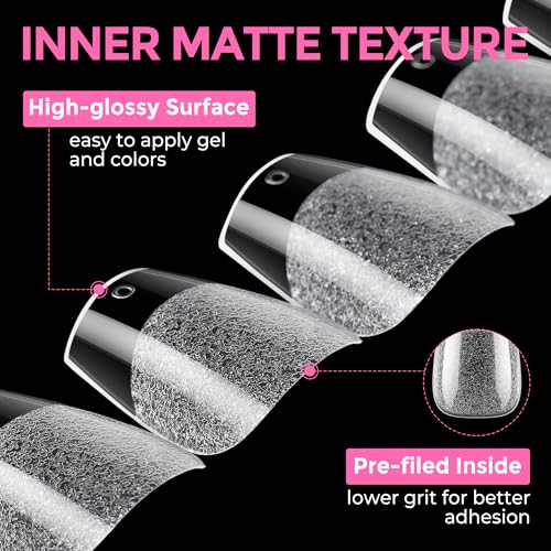 Image of UNA GELLA Extra Short Coffin Nail Tips: XS 216pcs Pre-shape Press on Nails Extra Short Coffin Gel Tips Full Cover Acrylic Fake False Nails Extension 12 Sizes Gelly Tips