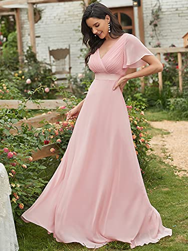 Ever-Pretty-A-linea-Vestido-de-Fiesta-Cuello-en-V-Manga-Corta-Gasa-Corte-Imperio-para-Mujer-09890