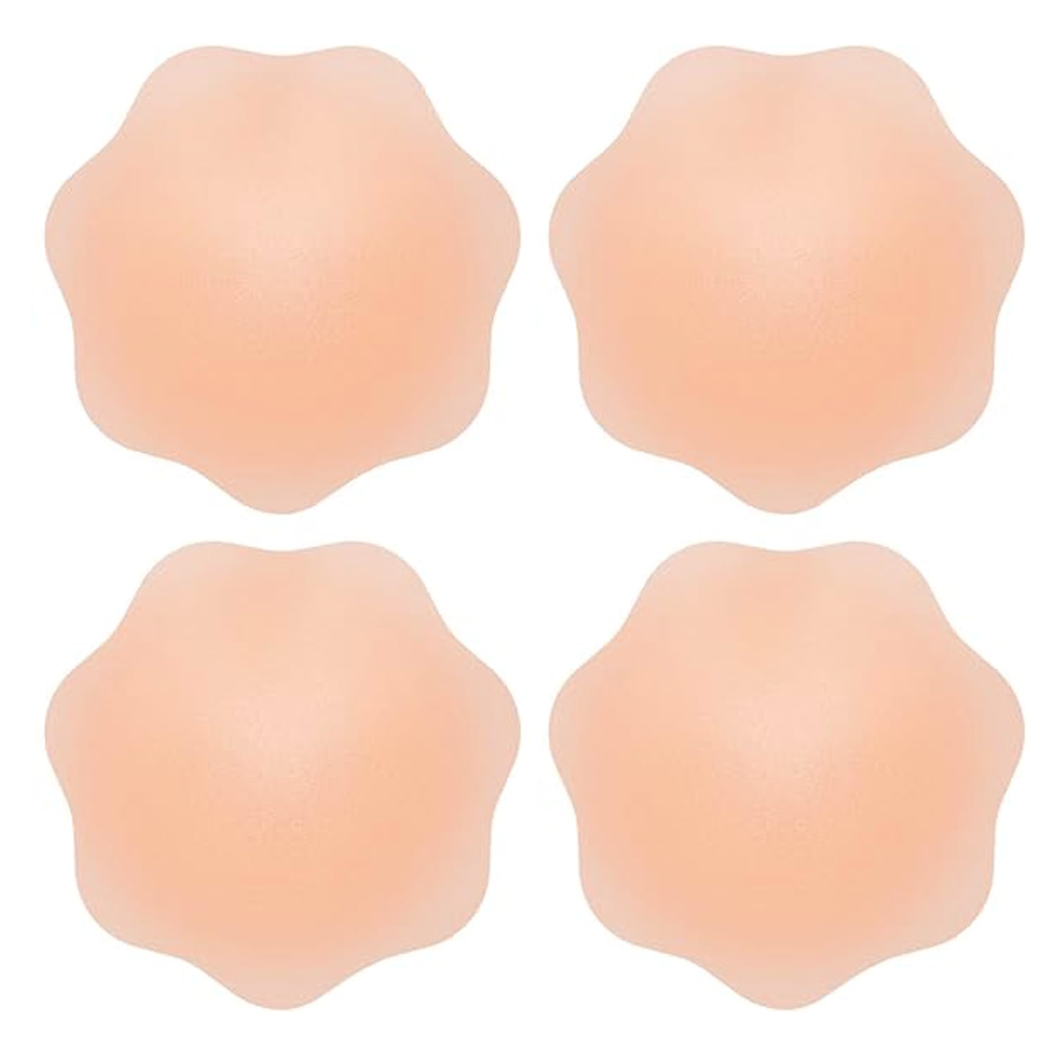 Nipple Covers 2 Pairs Silicone Breast Cover Invisible Nipple Pasties Adhesive Petal Pads Reusable Seamless Nip Covers For Party Dresses (Flower) Beige