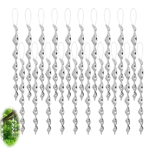 Foreverup 24 sztuki odblaskowych odstraszaczy ptaków, 30 cm, odblaskowa spirala wiatrowa, odstraszacz ptaków, gołębi, odblaskowe dzwonki wietrzne do ogrodu, na taras, balkon i podwórko