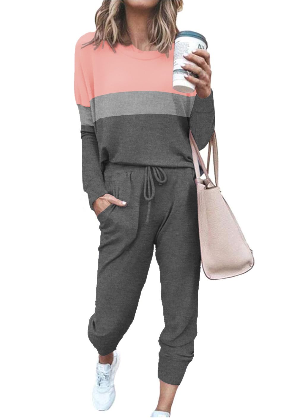ETCYY NEWLounge Sets for Women Sweatsuits Sets Two Piece Outfit Long Sleeve Pant Workout Athletic Tracksuits