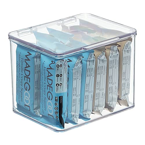 Mdesign Plastic Kitchen Pantry And Fridge Storage Organizer Box Containers W/Hinged Lid For Shelves Or Cabinets, Holds Food, Snacks, Seasoning, Condiments, Utensils, Lumiere Collection, Clear #TOP7
