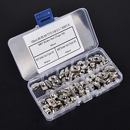 120Pcs M4 M5 M6 Carbon Steel T Slot Sliding Nut Hardware 3030 Series Aluminum Profile Hammer Head T Nut With Plastic Stora Box