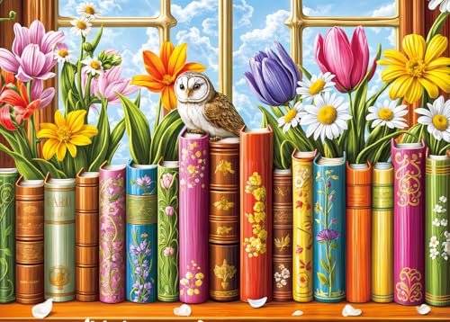 Puzzles 1000 Pieces for Adults jigsaw puzzles for adults-Whimsical Floral Books-1000 Piece Puzzle Classic Educational Games Beautiful Decoration Puzzle