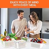 10 PCS Fruit Storage Containers for Fridge with Removable Colander, All-In-One Vegetable Berry Storage Containers for Washing, Draining, Freshness, the Largest Size with Handles（Maximum 4150ML） - Image 2