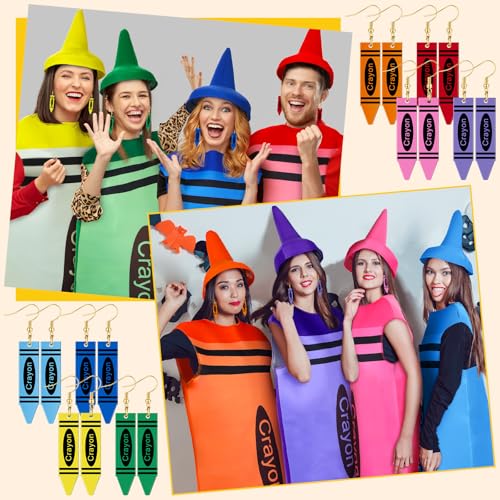 Nosiny 16 Pairs Halloween Crayon Earrings for Women Teachers Appreciation Gifts Crayon Jewelry Gifts for Teachers Gift Women Acrylic Drop and Dangle Earrings for Creative Jewelry4