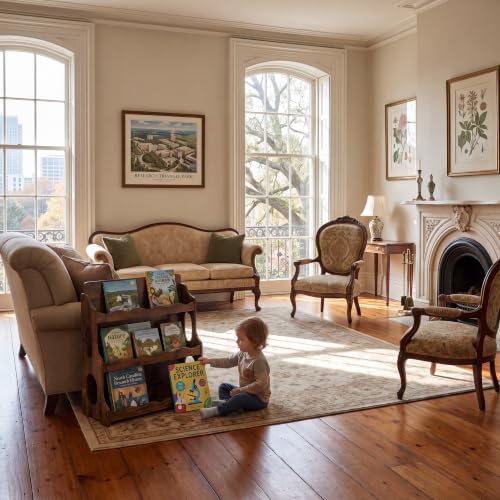 Image of Wood Kids Bookshelf,Heat-treatedWood GrainPattern