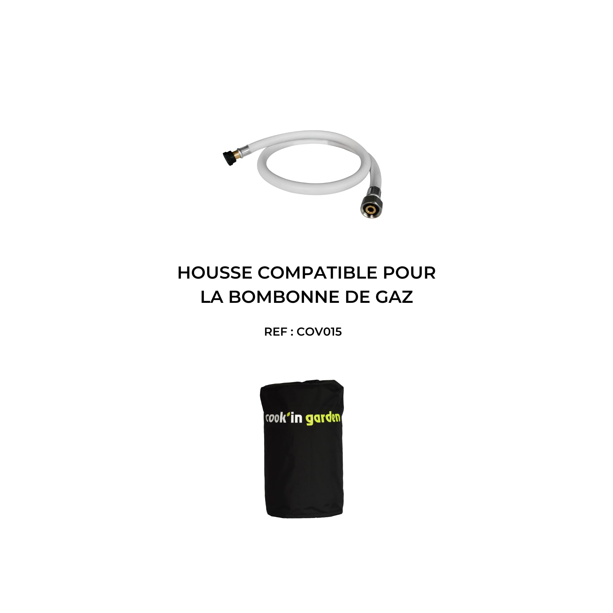 Cook’in Garden - Tuyau Gaz pour Barbecue, Flexible en Caoutchouc 125 x 2 x 2 cm, Compatible Bouteilles Butane et Propane, Raccordement à Visser Sécurisé, Accessoire pour Cuisson Extérieure Jardin