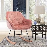 Goujxcy Rocking Chair Accent Chair, Living Room Upholstered Rocker with Comfortable Velvet Padded...