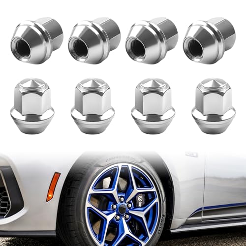 8 Stück Universal Radmutter,Radmuttern M12x1,5,Chrom Schrauben Kappen,Exzellenz Satz Legierung Radmuttern,Geschlossen Kegelbund 60°,für Ford, Toyota,Fusion (Silber)