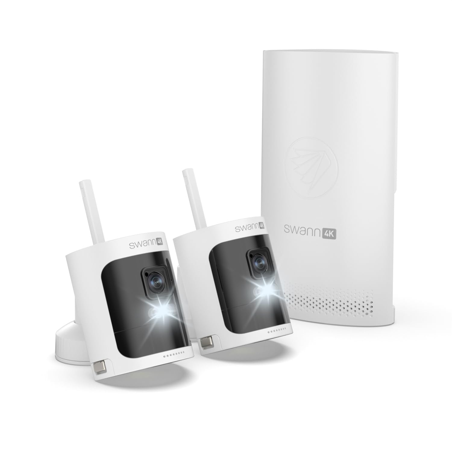 Swann AllSecure 4K Wireless Security System with 2 x WiFi Cameras & 2 x Rechargeable Batteries, NVR Tower, Always Charged, Always Secure - AS4K800SD2