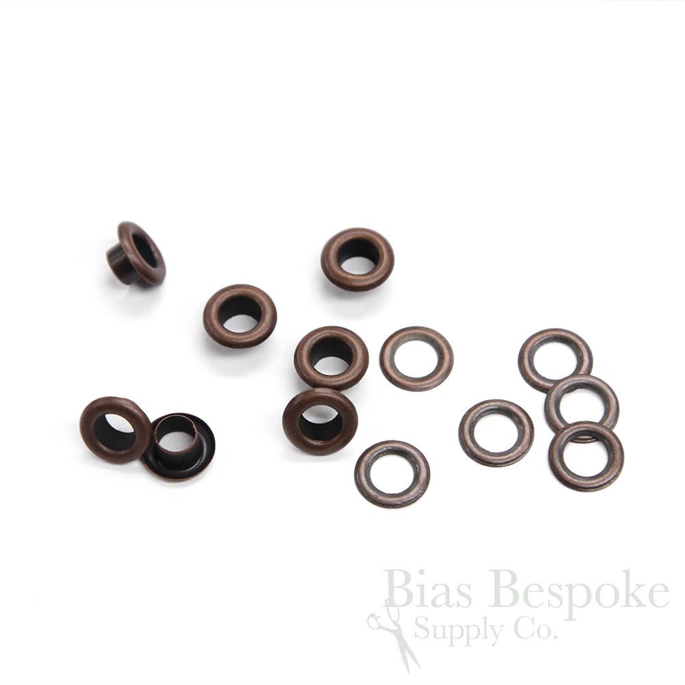 Set of 144, Shay #00 Grommets (Hole Size 4.8mm), for Bevy Pliers, Antique Copper Color