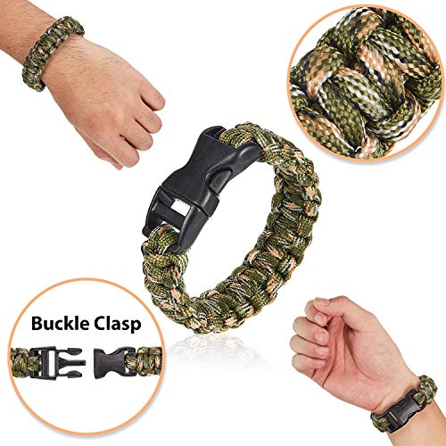 15 Pieces Paracord Bracelets Camo Parachute Cord Bracelet Survival Emergency Tactical Bracelets For Boys,Teens Camping Climbing Theme Party Outdoor Activities Favor #TOP2