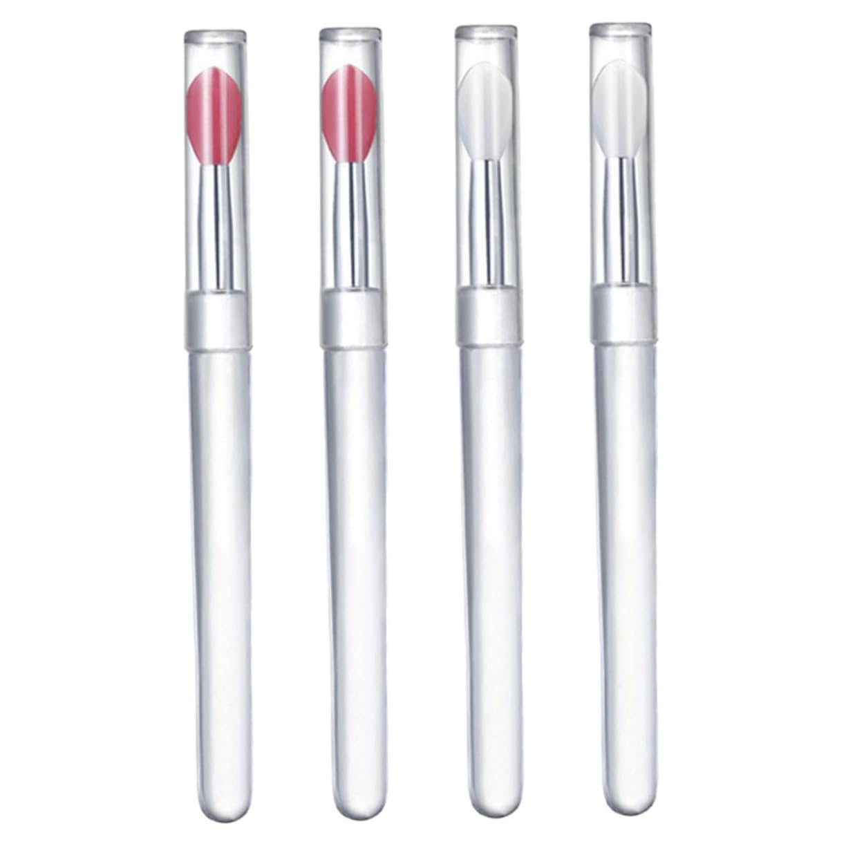 Mikinona 4pcs Lip Brush Set for Lipstick Makeup Brushes Reusable Silicone Applicators Eye Shadow Tools Lip Makeup Accessory