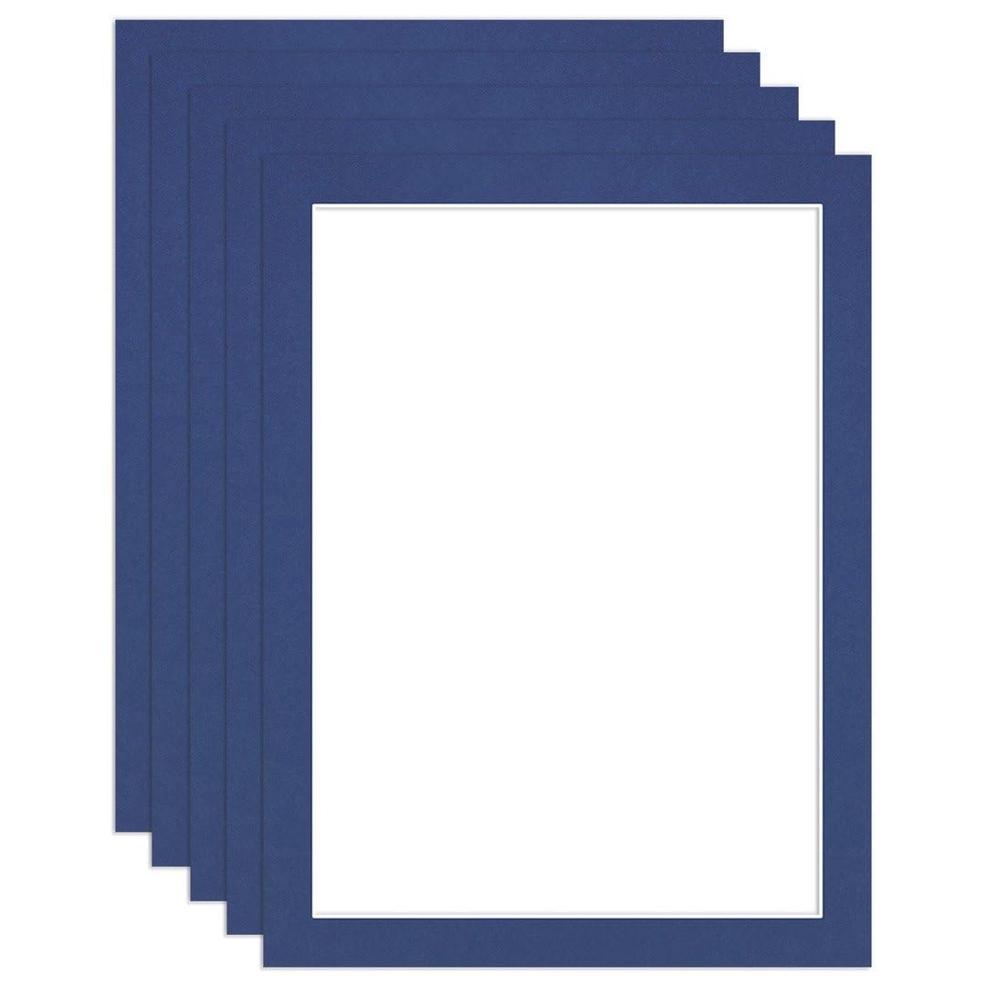 Procut Global 80x60cm Blue Picture Mounts to Fit 70x50cm Aperture - Precision Cut Cardboard Photo Mount - Ideal for Frames, Prints, Artwork & Certificates - Sizes & Colours Available - 5 Pack
