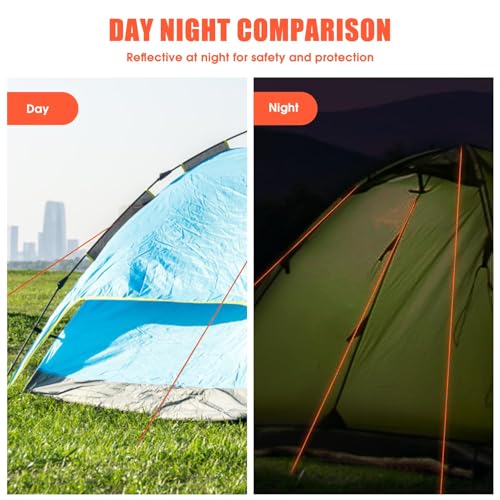 Clydewy Camping Rope Reflective Tent Guy Ropes 2mm Diameter 65 Feet Orange for Outdoor Camping Hiking Awning Tents - Image 4