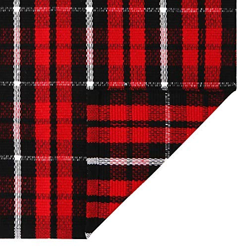 Buffalo Plaid Outdoor Rug 24'' X 35'', Kimode Christmas Black/Red Woven Cotton Farmhouse Welcome Door Mat, Washable Floor Rug Runner For Porch #TOP6