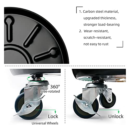 Choclaif Plant Caddy With Wheels,3 Pack Black Heavy Duty Plant Stand With Universal Wheels,Round Pot Trolley For Indoor Outdoor (12.12) #TOP3