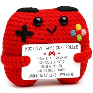 Busy Gaming Life Positive Crochet Controller Graduation Gifts for Son Daughter Mothers Day Birthday, Gamer Gift for Teen Boy Girl, Boy Room Decor, Handmade Gamer Game Controller for Teenage Boy Girl