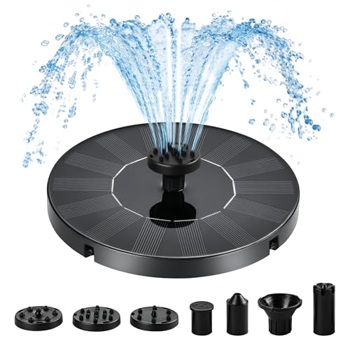 Solar Water Fountain for Bird Bath Solar Pump for Fountain New Upgraded Mini Solar Powered Fountain Pump with 6 Nozzles Free Standing Solar Panel Kit Water Fountain for Garden Outdoor Garden