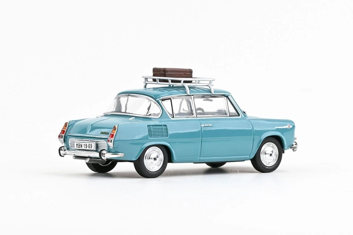 Skoda 1100MBX (1969) 1:43 Diecast Metalowy miniaturowy samochód, szczegółowy model kolekcji i zabawka samochodowa dla dzieci i dorosłych, miniaturowy pojazd w prezencie - Jasny turkus