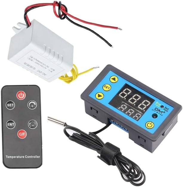 Digital Thermostat Controller with Remote Control, Dual Display, Temperature Controller DC12V AC220V, Part Number W3231, Model Name W3231, Gray
