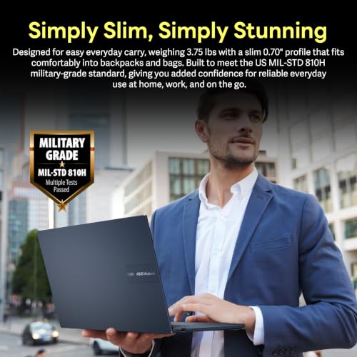 Image of ASUS Vivobook 15.6 inch FHD Business Laptop, Intel Core 3 100U, 8GB DDR5, 1.12TB Storage (128GB SSD + 1TB Docking Station Set), Intel Graphics, Number Pad, 720p Webcam, Wi-Fi 6, Win 11 Pro, Quiet Blue