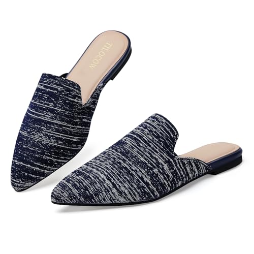 Image of Tilocow Knit Mules Office Slip on Loafers Business Casual Flats for Women