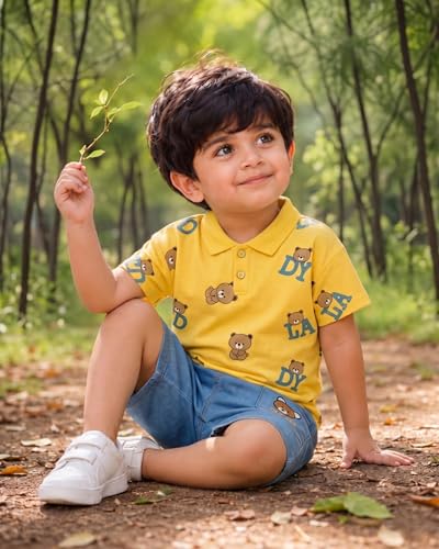 Image of Krishn Creations Kids Clothes for Boys | Cotton Printed Half Sleeve T-shirt and Shorts Baby Boy Dress | Casual Wear Kids Clothes