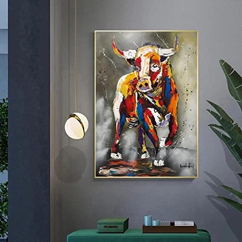 Affiche graffiti taureau art urbain pour remplacer une decoration murale salon banale