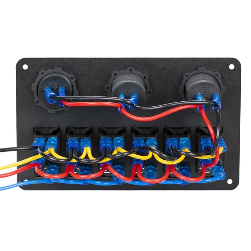 Pannello interruttori a bilanciere marino a 6 gruppi impermeabile 12 Volt, ginocchiera per barca 12V blu per illuminato per auto RV UTV