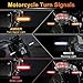 LivTee Super Bright 4PCS Motorcycle Indicators Flowing Turn Signal Brake Lights & Daytime Running Lights 12V for Motorbike Scooter Quad Cruiser Off Road, White/Red/Amber