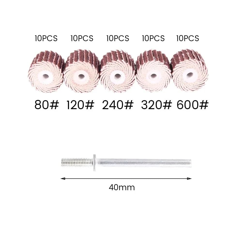 Sanding Drum Kit 80/120/240/320/600 Grit Sanding Flap Wheel Polishing Grinding Sandpaper for Rotary Abrasive Tools